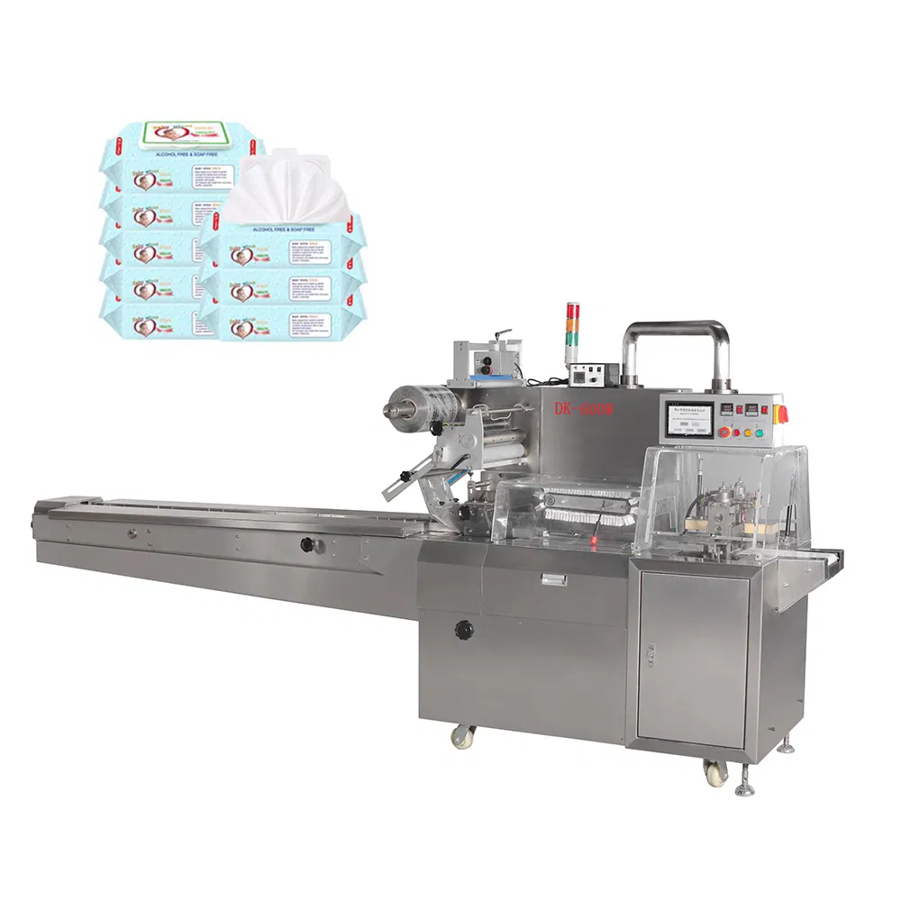湿った木製ハンカチを使ってナプキンを作るベビーテトラパックマルチトラックシングルロール自動高速フローパック紙包装機